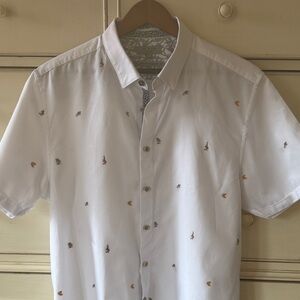 Ted Baker London White Shirt with Multicolor Embroidery